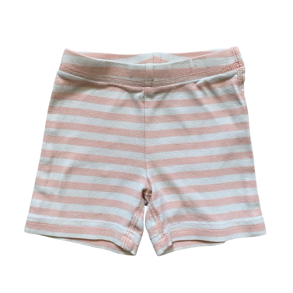 Primary Pink and White Striped Cotton Shorts - size 2-3
